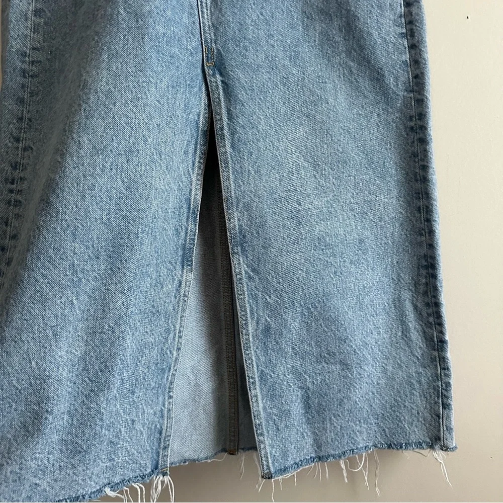 MNG‎ Denim • Front Slit Jean Midi Skirt